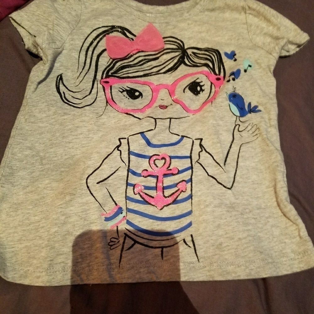 Girl's Epic Threads Size 5 Gray Graphic Cap Sleeve Top T-Shirt Play